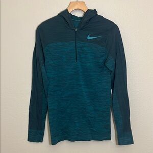 Nike Teal Athletic Long Sleeve Hooded Shirt